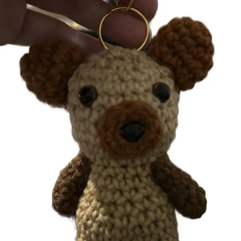 Crochet Teddy Bear Keychain - Adorable Brown and Beige Handmade Key Accessory for Everyday Use