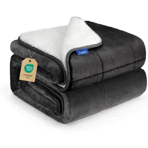 Weighted Blanket for Adults 15 Pounds 60x80 inches Queen Size Sherpa Fleece Throw Blanket Soft Plush Flannel Top Fuzzy Fluffy Cozy Warm Thick Heavy Blanket for Winter