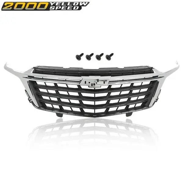 100% Brand New Front Bumper Upper Grille, Direct Replacement for 2022+ Chevy Equinox (2022, 2023 Models) with Chrome Trim