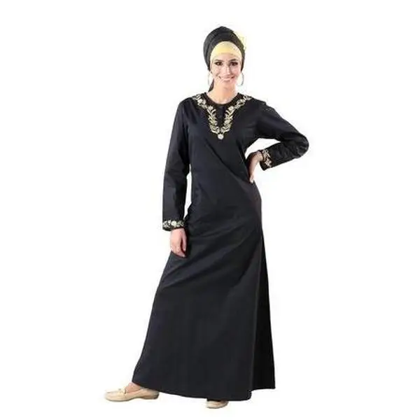 Floral embroidered A line abaya dress