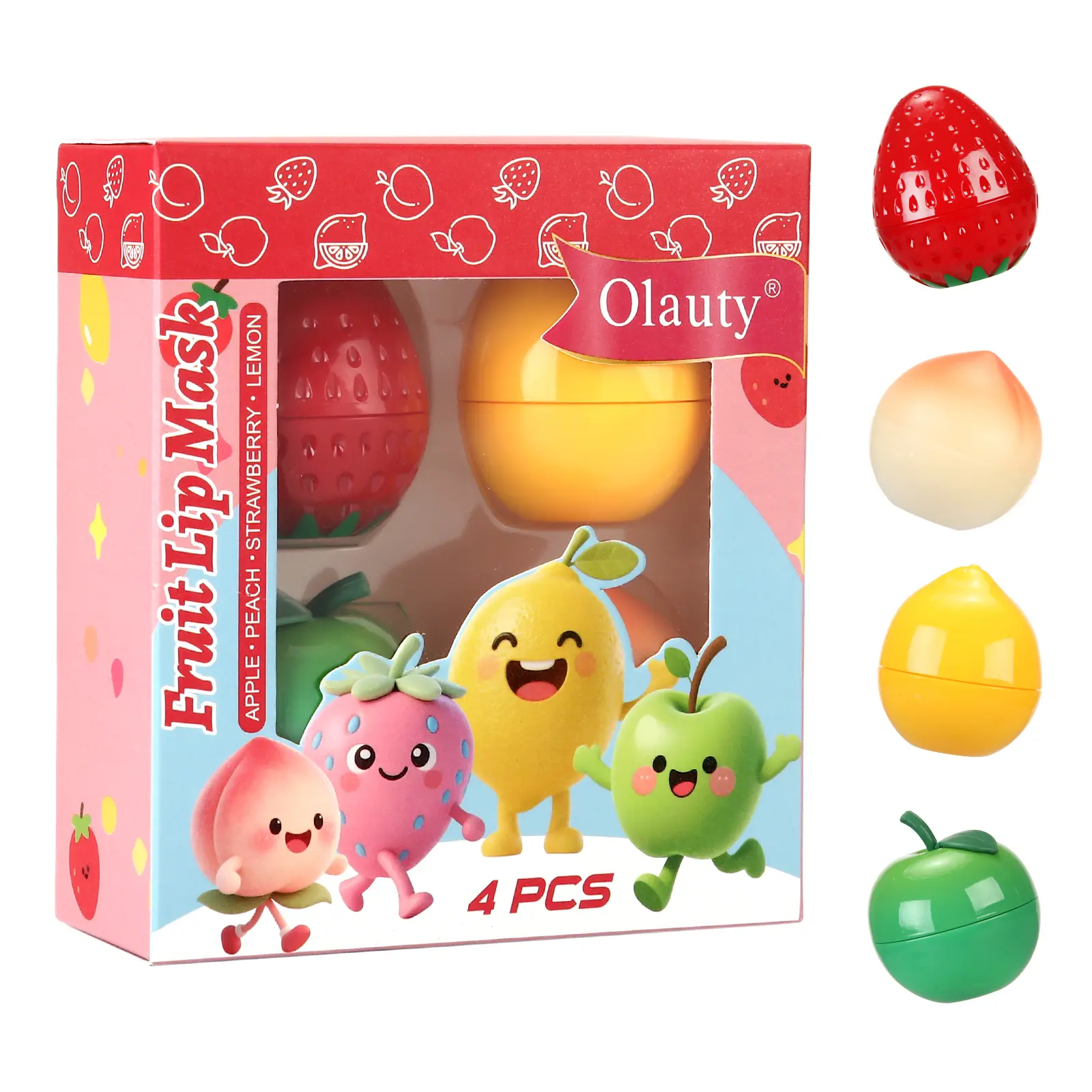 4/6/8-Pcs fruit heart-shaped can lipstick, hydrating overnight lip care with fruit extracts, portable daily lip treatment, suitable for all lip types, great holiday beauty gift