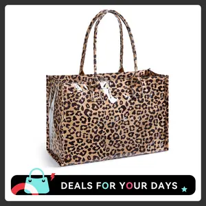 KALIDI PVC Tote Bag for Women, Waterproof Large Capacity Work & Beach Tote, Kraft Paper Shoulder Handbag with Top Handle for Travel & Everyday Use