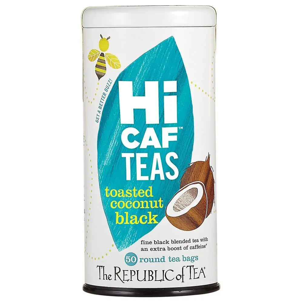 The Republic of Tea - HiCAF Toasted Coconut Black Tea, High Caffeine Gourmet Herbal Blend, 50 Tea Bags
