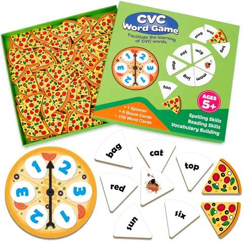 Kasfalci CVC Phonics Flash Cards & Word Games,Learn to Speaking ,Spelling,Reading ,Sight Word, Speech Therapy Toys for Toddlers Use in Kindergarten Preschool Learning Activities Flashcards Talking Flashcards