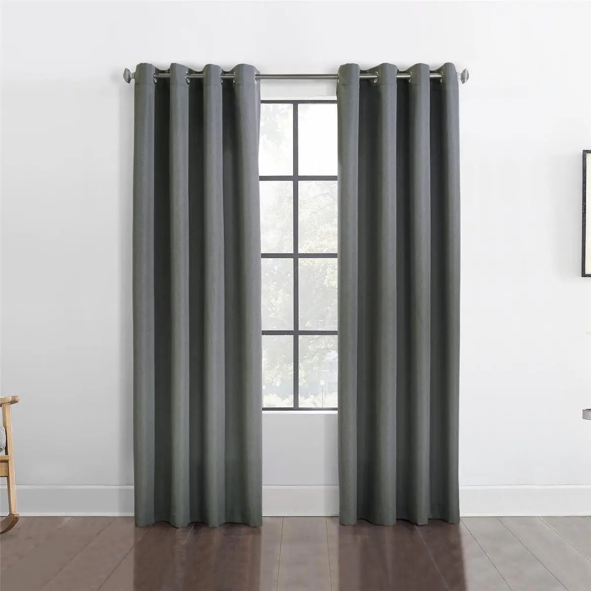 Habitat Margaret Light Filtering Grommet Curtain Panel, Textured Woven Curtain for Windows, Charcoal, 52x84 in, Window Curtains