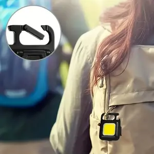 Rechargeable High Brightness COB Keychain Light - Ultra Bright Pocket Flashlight, Multifunctional Emergency Light, USB Charging Work Light, Outdoor Keychain Magnetic Portable Headlamp for Camping, Hiking, Work, and Travel (Including Battery)