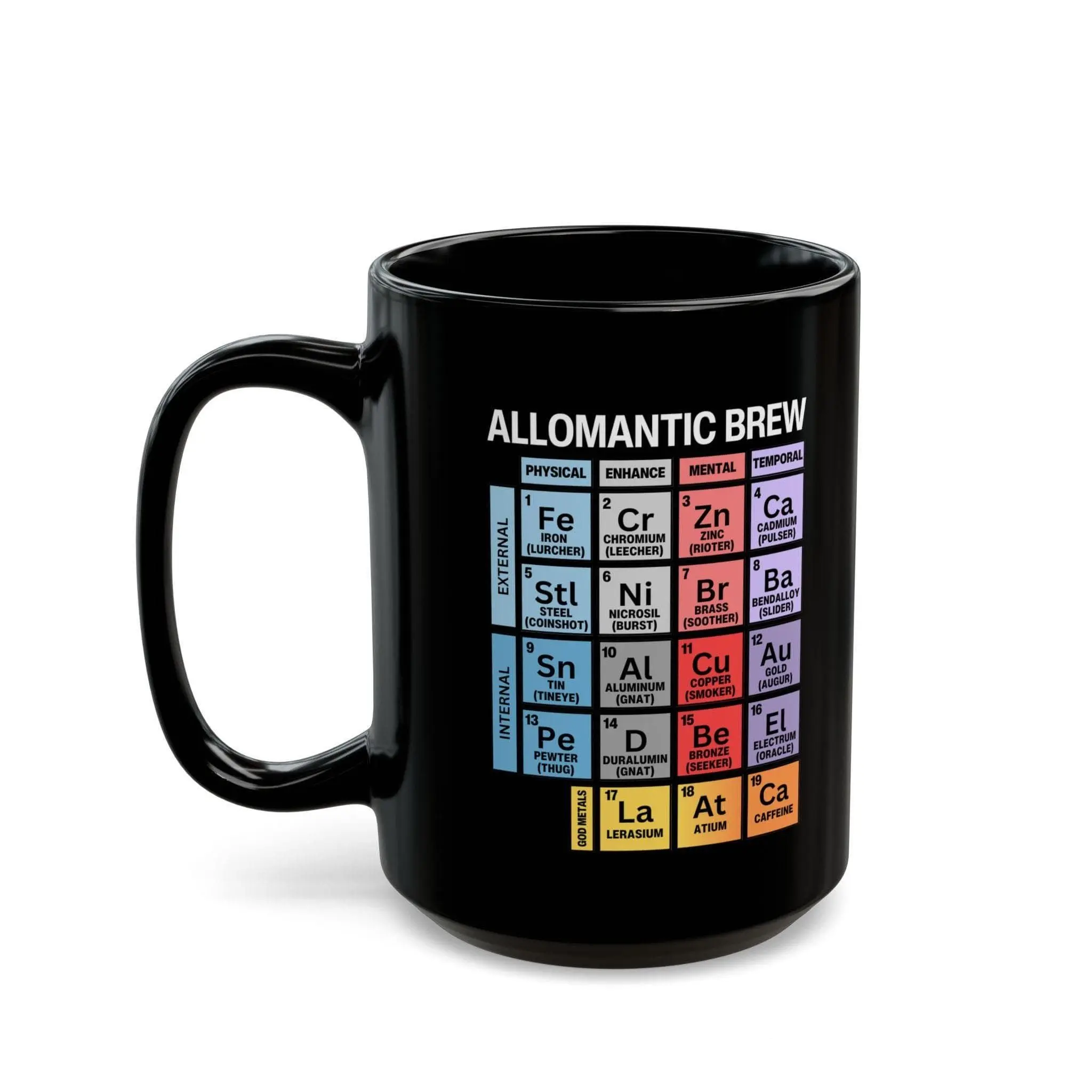 [FREE SHIPPING] Periodic Table of Allomancy Coffee Cup, Mistborn Fans Gift, 11oz Mug, Fantasy Kitchen Decor, Novelty Mug, Chemistry Gift