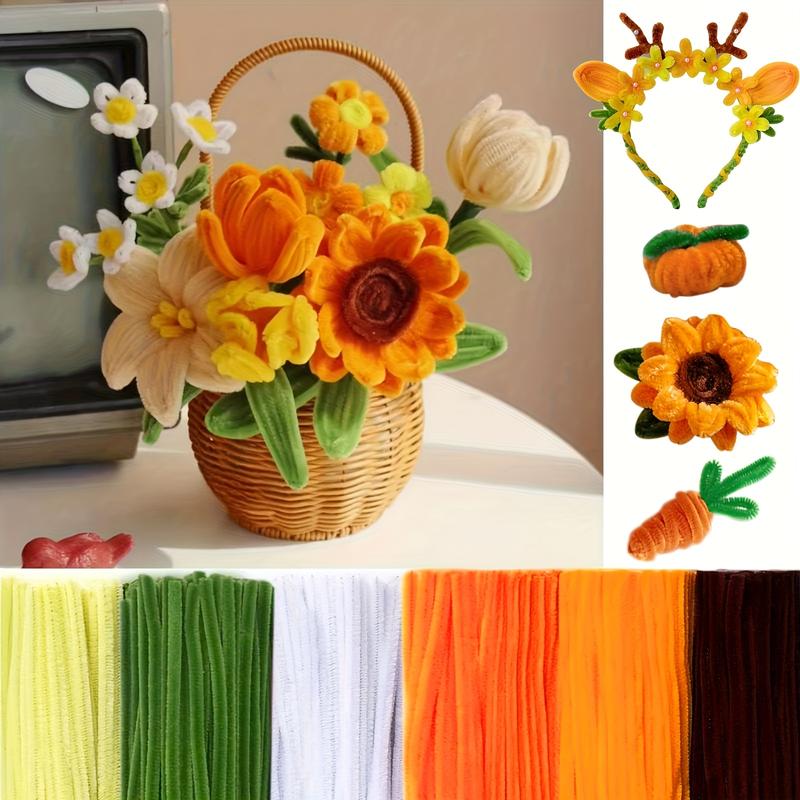 500 Piece Multi-Color Lily Twist Rod Pipe Cleaner Craft Kit, DIY Handmade Flowers Project, Perfect for