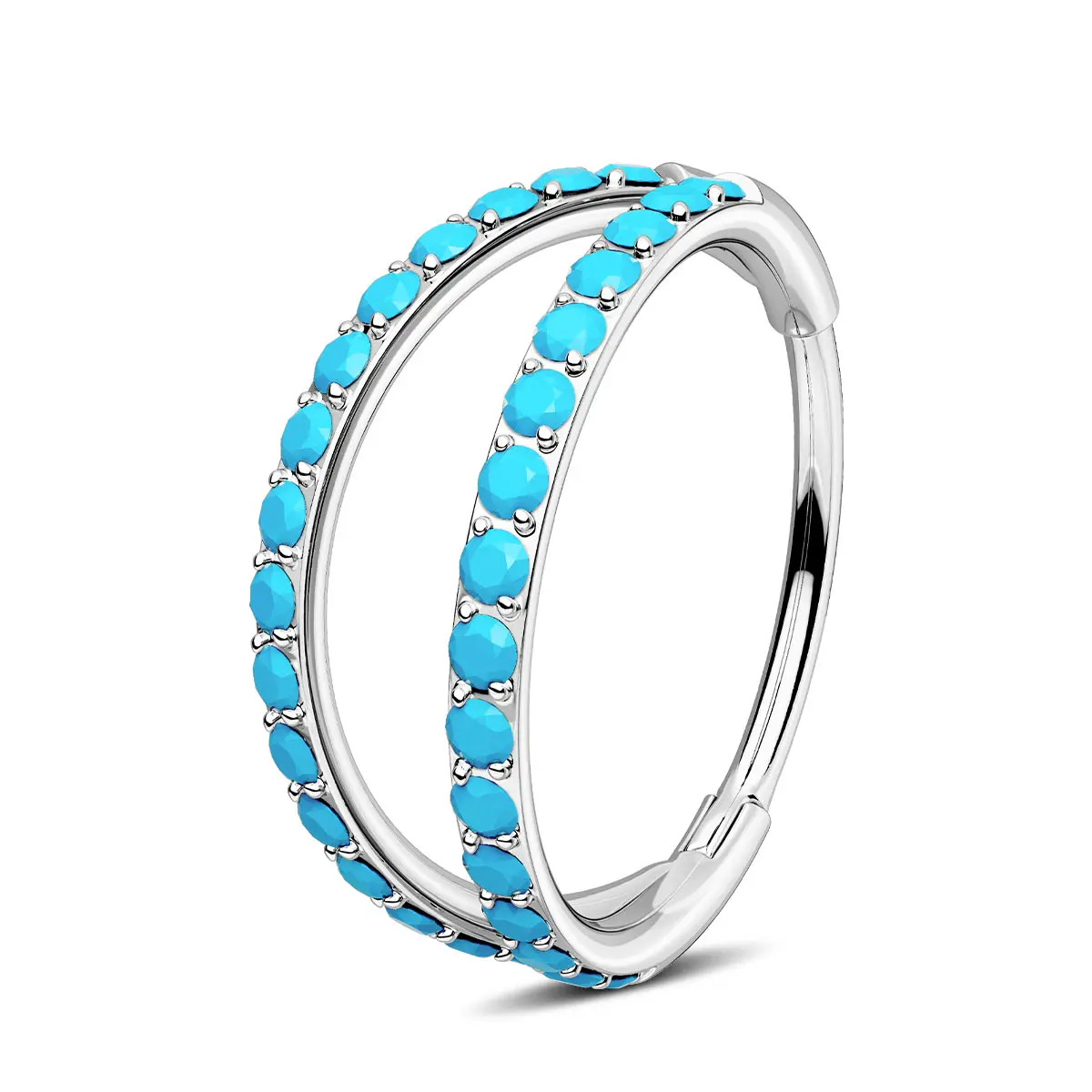 Double Turquoise Silver Hoop