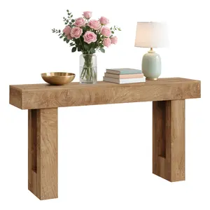 Narrow Farmhouse Console Table, 63" Long Wooden Sofa Table with Shelf, Rustic Entryway Table for Hallway Behind Couch