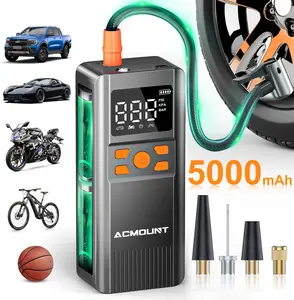 【INSTANT TIRE FIX ANYWHERE】ACMOUNT Portable Air Pump, 150PSI Turbo Inflation! 5000mAh Rechargeable, Digital Gauge, USB-C Fast Charge, LED Light for Night Emergencies, Perfect for Cars, Bikes, Balls & Outdoor Trips!