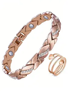 Copper Magnetic Bracelets for Women,Adjustable 99.9% Solid Copper Bracelets, Magnetic Jewelry with Sizing tool,Trendy Stack Bangle,Christmas Day Gift, Adjustable Slider Bracelets