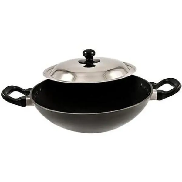 Hawkins Q55 Futura Non-Stick Deep-Fry Pan(Kadhai) with Steel Lid and Round Bottom - 2.5 Litres