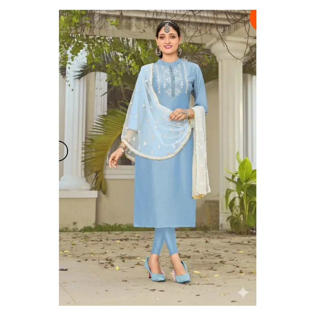 #Core-7 Ethereal Blue Kurta Set with Dupatta.