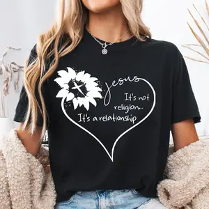 Coquette Jesus Relationship Vintage Tee | Oversized Retro Christian Sunflower Graphic Shirt
