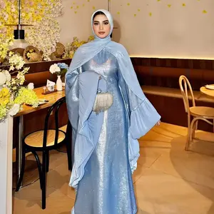 Middle Eastern Luxury Batwing Sleeve Abaya, Embellished Kaftan Dress, Arabic Fashion Party Gown, Plus Size Women's Modest Long Dress