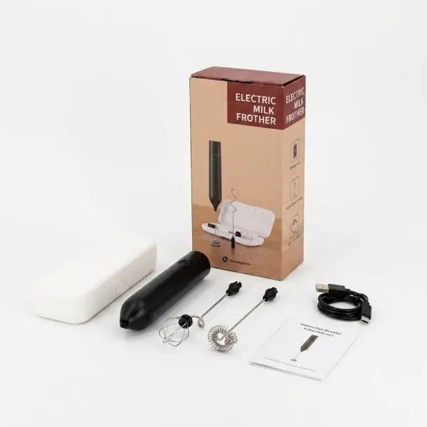Handheld Rechargeable Milk Frother - 3 Heads, 3 Speeds Electric Milk Bubbler with Detachable Stainless Steel Whisk, Coffee Mixer for Latte, Cappuccino, Matcha, Eco-Friendly Material Storage Box diet keto accessories mix drink Multi-Head