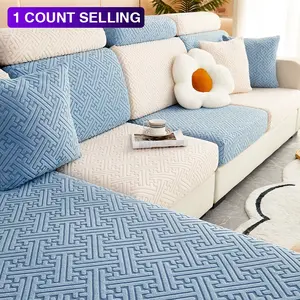 Solid Color Elastic Sofa Cover, 1-Count Simple Modern Sofa Slipcover, Soft Sofa Protector for Home Living Room, Fits 1/2/3/4-Seat Sofas