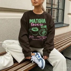 Matcha Lovers Club Sweatshirt, Cafe Aesthetic Graphic Sweater, Cute Green Tea Sweatshirt, Gift for Women Wife Girlfriend