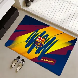 Football Sport Barcelona Floor Mat Non-Slip Soft Flannel Thickened Rug Absorbent Wear-Resistant for Living Room Hallway Durable Non-Skid Home Decoration Mat, Durable Decorative Mat for Indoor Daily Use