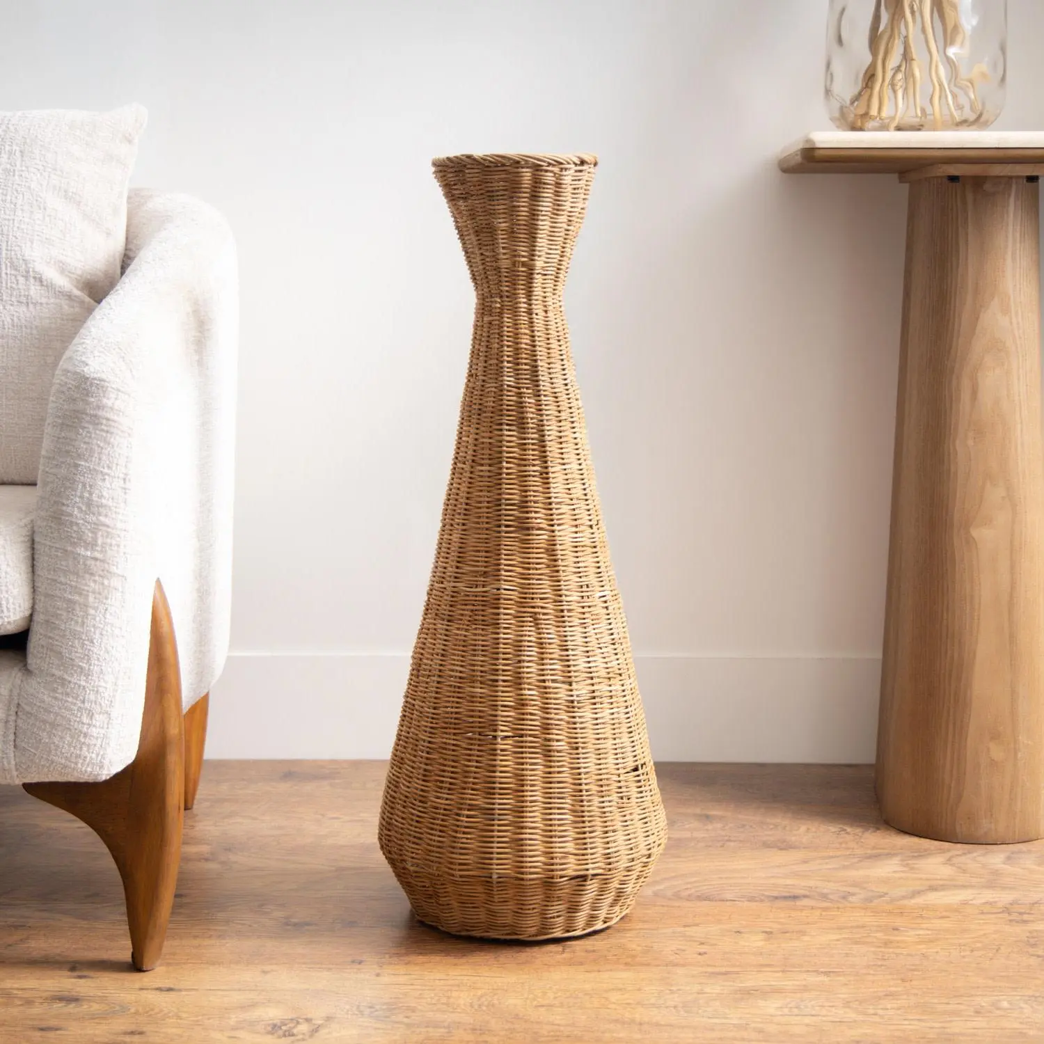 Brown Seagrass  Handmade Wrapped Decorative Vase, 11" x 11" x 30"