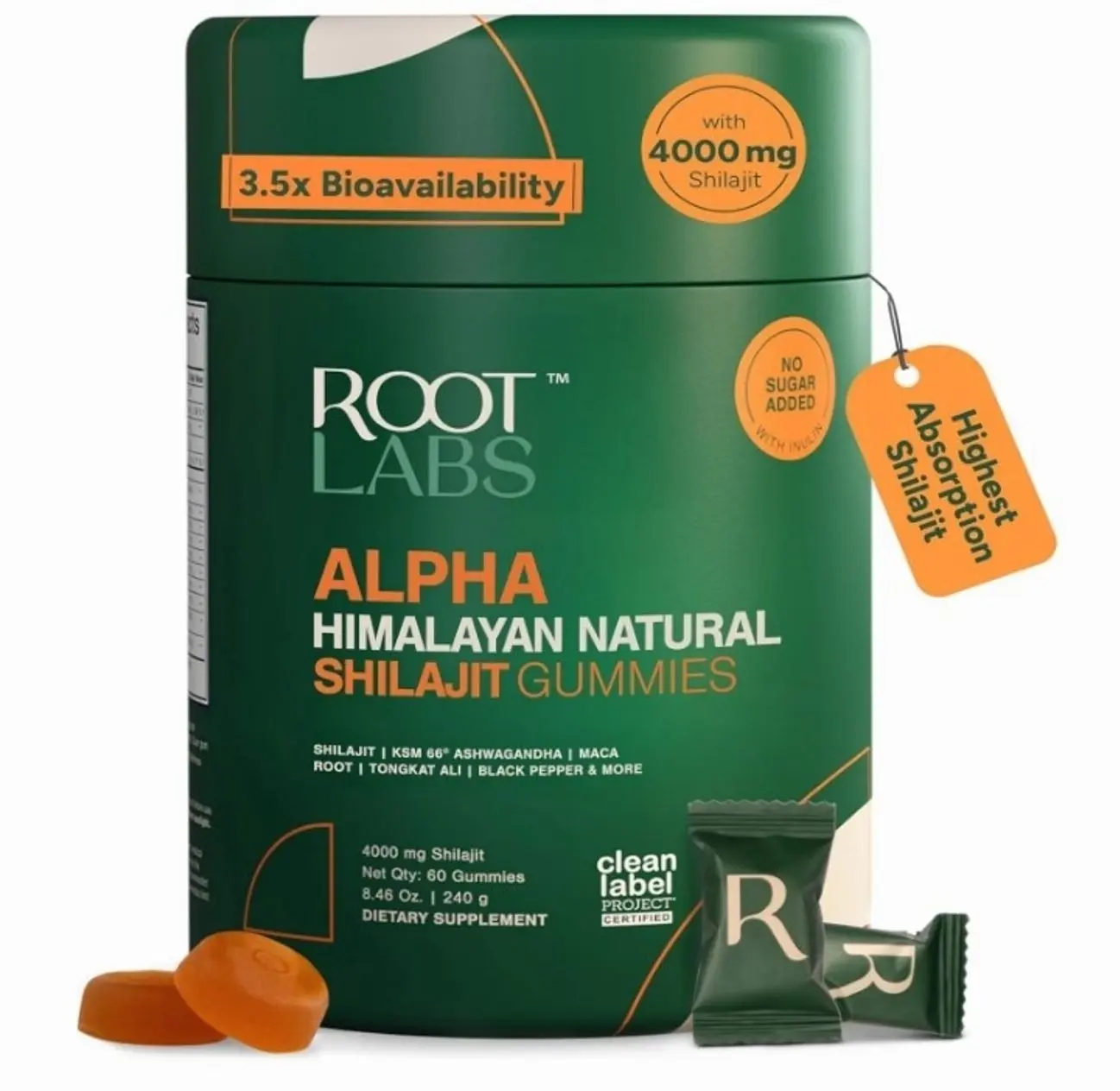 ROOT LABS 10-in-1 Alpha Shilajit Gummies | 4000 mg Pure Himalayan Shilajit with Tongkat Ali & Maca Root | Shilajit for Men & Women | ShilAbsorb Bioavailability Tech | Sugar-Free, Vegan | 60 Gummies