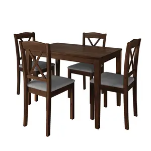 Favorer Lamar 5-Piece Dining Set, Rectangular Dining Table with X-Back Cushioned Chairs, Modern Design