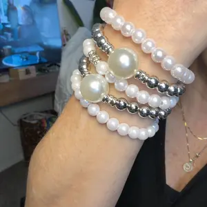 Faux Pearl Decorated Bracelet Set, Fashion Bracelets for Party & Daily Wear, Trendy All-match & Exquisite Jewelry for Birthday Gift