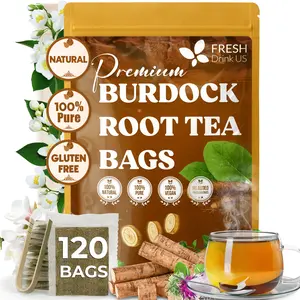 120 Burdock Root Tea Bags, 100% Natural & Pure from Burdock Root. Burdock Root Herbal Tea. Burdock Root Tea. No Sugar, No Caffeine, No Gluten, Vegan. Beverage