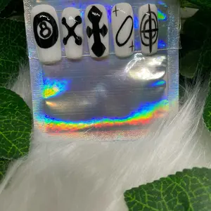 Y2K white and black nails