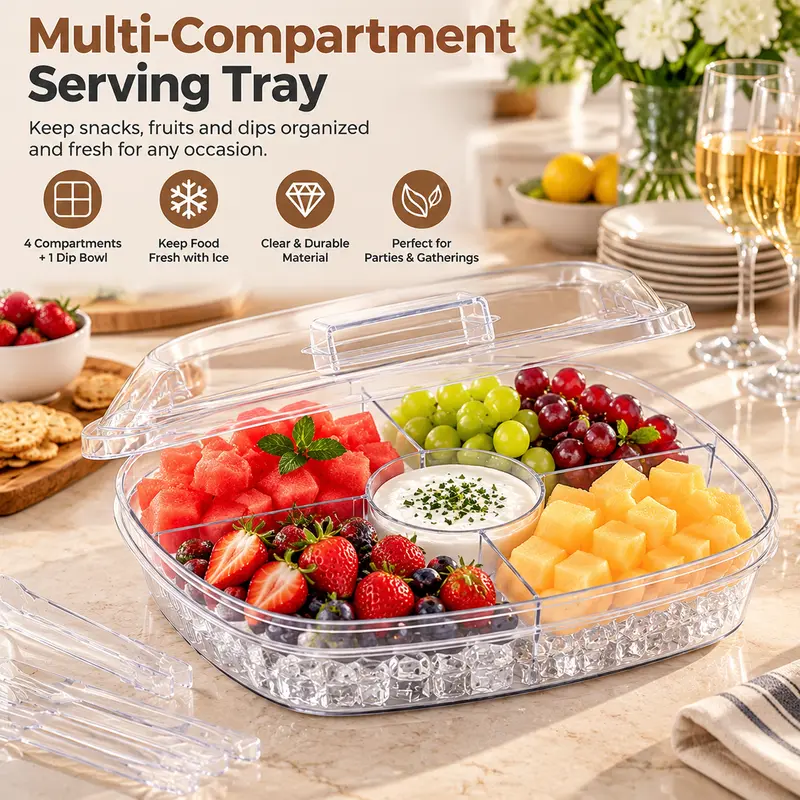 Transparent seasoning plate, the bottom can be put ice to keep fresh ...