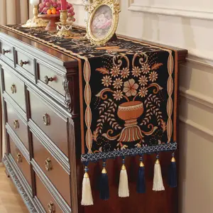 Luxury Table runner, Embroidered tablecloth, waterproof and oil-proof cover cloth for home use, European-style living room dining tablecloth