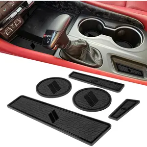Cup Holder Inserts for  Durango Accessories 2021 2022 2023 2024 2025 Center Console Mat Custom Fit  Cup Liners Pads Interior Decoration (5pcs/Set, Black)