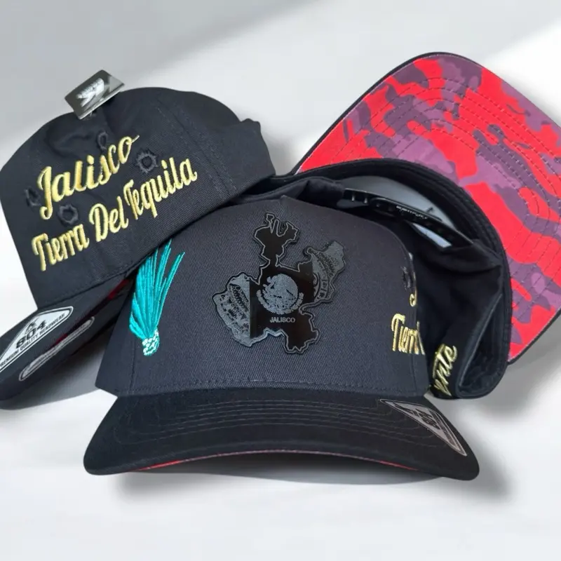 Jalisco Style Snapback Hat, Casual Black Cap with Side Embroidery and a Front Logo Plate, Adjustable Fit for Versatile Outfits, Adjustable Snapback, Aesthetic, Unique, Wardrobe, Clothes, Logo Front