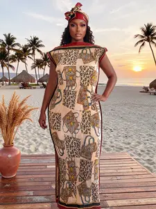 Women's Leopard Print Satin Shawl Set, Elegant Slim Fit Long Robe & Scarf, Beach Sun Protection Silk Wrap, All Seasons Fashion, Beach Cover Ups