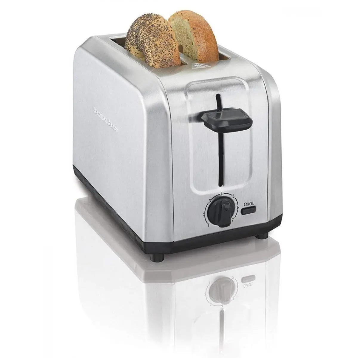 Hamilton Beach 251076 2-Slice Brushed Stainless Steel Bagel Toaster - Kitchen Appliances with Bagel Function, Adjustable Browning Control, Auto Shutoff, Slide Out Crumb Tray, Perfect Toast, Easy Cleanup