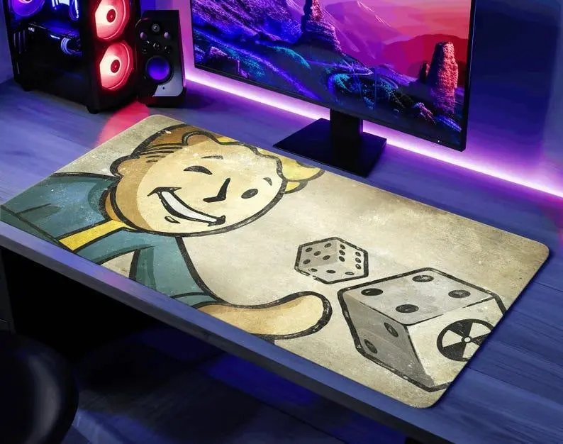 Fallout Desk Mat Vault Boy Playmat / Fallout New Vegas Gaming Mouse Pad Gift PC Mat Wasteland Mousepad TCG MTG Mat