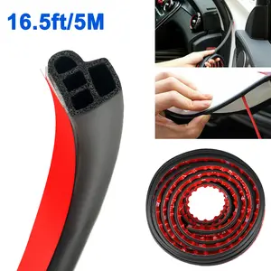 16.5FT Car Door Seal Strip, Rubber Self Adhesive 4 Hole, Universal Auto Door Soundproofing Weatherstrip Fit Truck Pickup Rv Sunroof Trunk Hood Cover