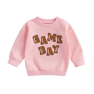 Toddler Baby Little Girls Sweatshirts Football Letter Print Long Sleeve Pullovers Fall Tops 6M-4T