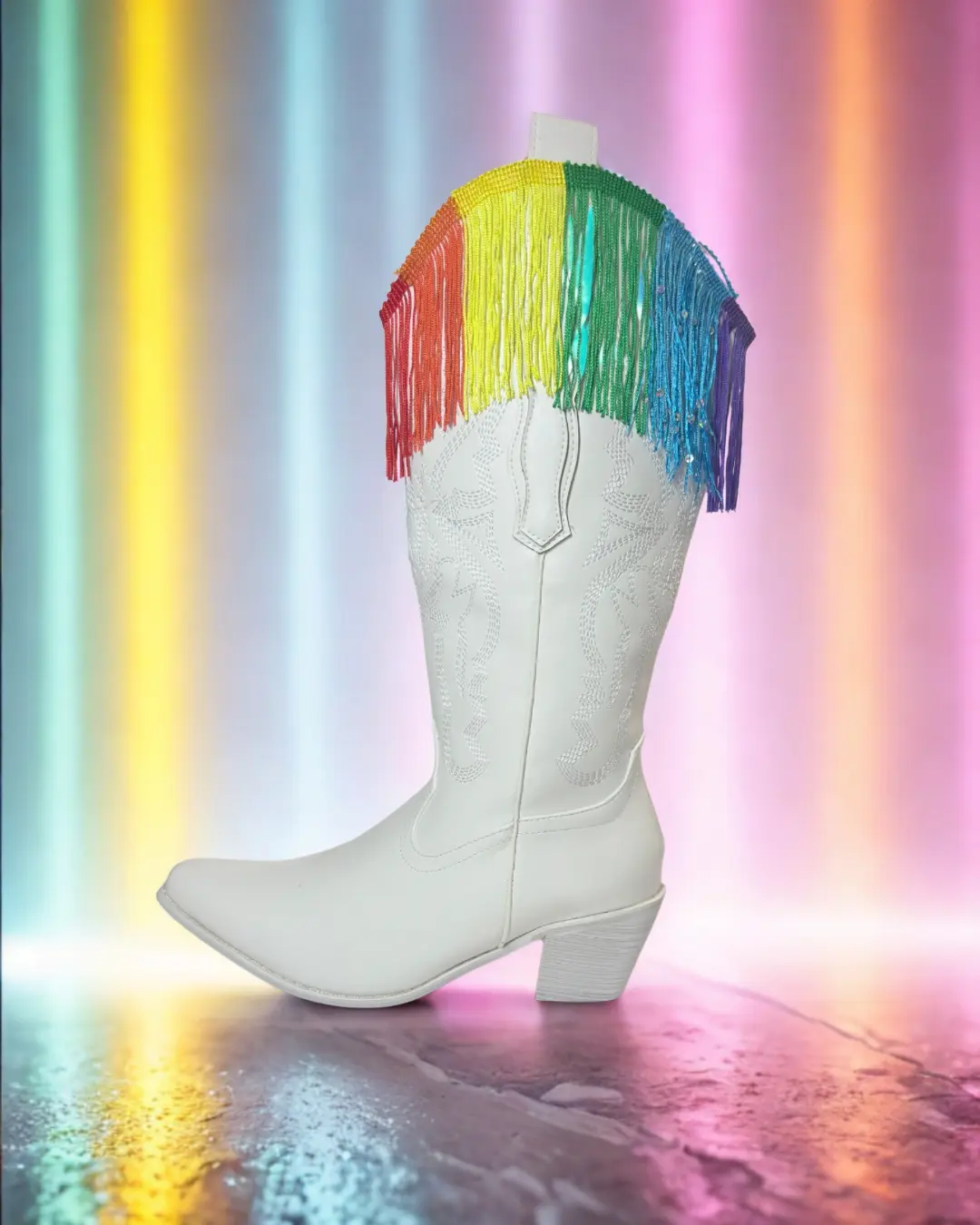 Rainbow Colorful Boots Cowgirl Style