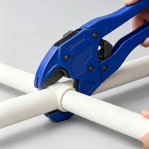 GJANSH 3-in-1 PVC Pipe Cutter, 0.79"/1"/1-1/4", Ratchet Pipe Cutter Heavy-Duty, Pex Cutting Tool for Cutting PEX, PVC, PPR Plastic Hoses and Plumbing Pipe