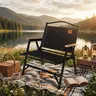 Lightweight Collapsible Camping Chair with Wooden Arms, Foldable Outdoor Chair for Hiking, Picnic, Tailgating & Trips