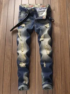 Men's Regular Fit   Ripped Jeans, Distressed Jean, Fashion Casual Comfy Denim Pants for Daily Outdoor Wear, Mens Bottoms for All Seasons