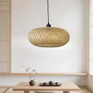 Handmade Bamboo Pendant Light, 30cm Woven Vine Ceiling Lampshade, Natural Fiber Chandelier Fixture, Eco-Friendly Lighting Decor