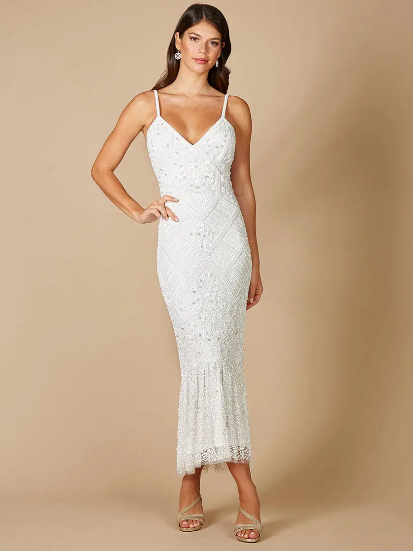 Lara Fae V-Neck Spaghetti Strap Wedding Gown