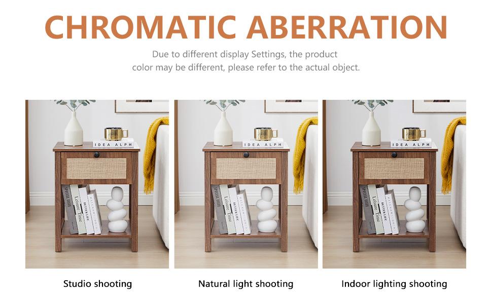 Giratree 21.65" H End Table with Flax Finish Set of 2, Modern Night Stands with Drawer, Farmhouse Bedside Table for Bedroom Living Room