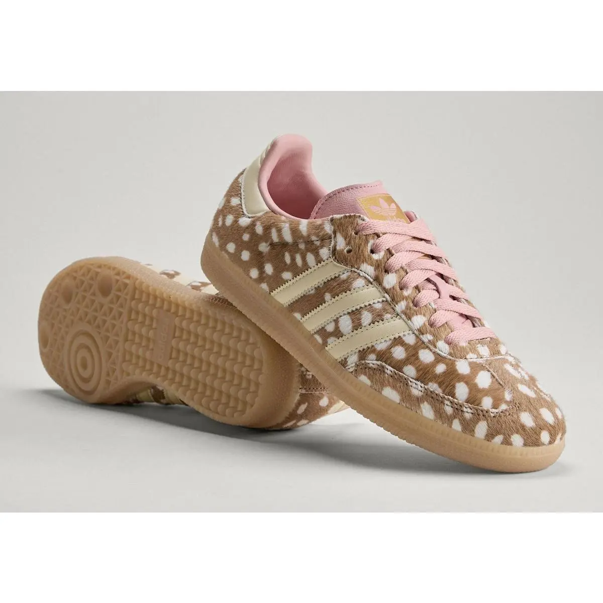 Women's Adidas Samba OG "Bambi" Deer Print Pink KJ7447 Fashion Athletic Sneaker Shoes New