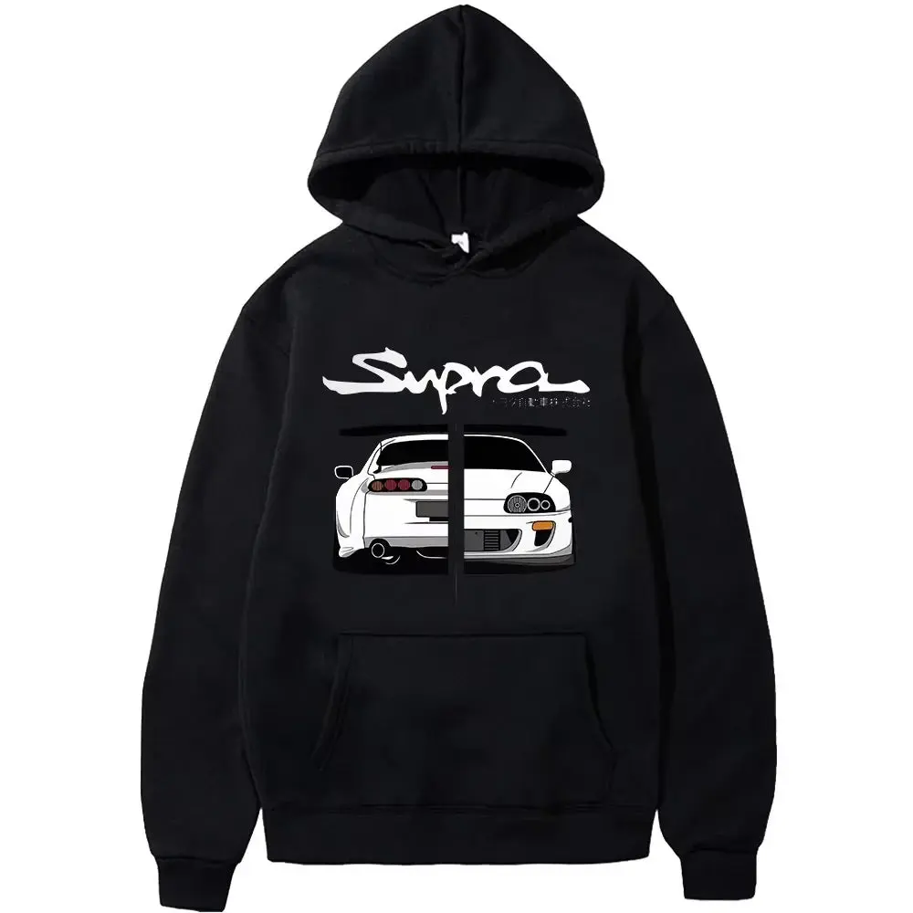 Supra Iconic Toyota Hoodie - Black Sweatshirt with White Graphic, Front Pocket, and Hood - Sweatshirts, Menswear