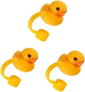 3 Pcs Yellow Duck Shape Cute Cartoon Straw Silicone Straw Plug 8mm Toppers for Stanley Straws Decorative Cap Staw Tips Bottle Accessories Kitchen Utensils and Gadgets Beverage Drinkware Sturdy Tumbler
