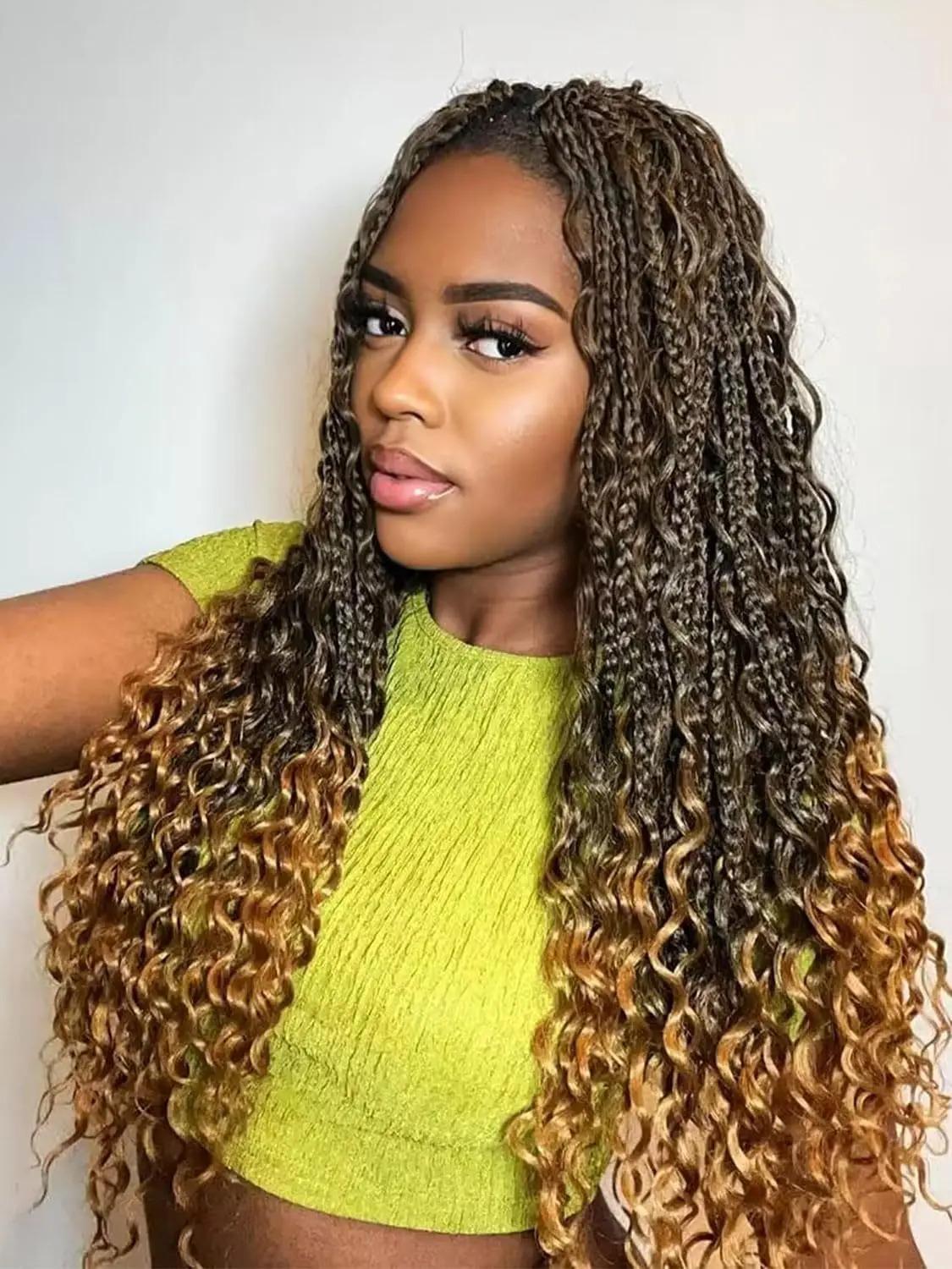 Goddess Boho Box Braids Crochet Hair With Curly Ends 1PCS Synthetic Pre Looped Crochet Box Braiding Hair Extensions for Women Goddess Boho Box Braids Crochet Hair With Curly Ends 1PCS Synthetic Pre Looped Crochet Box Braiding Hair Extensions for Women